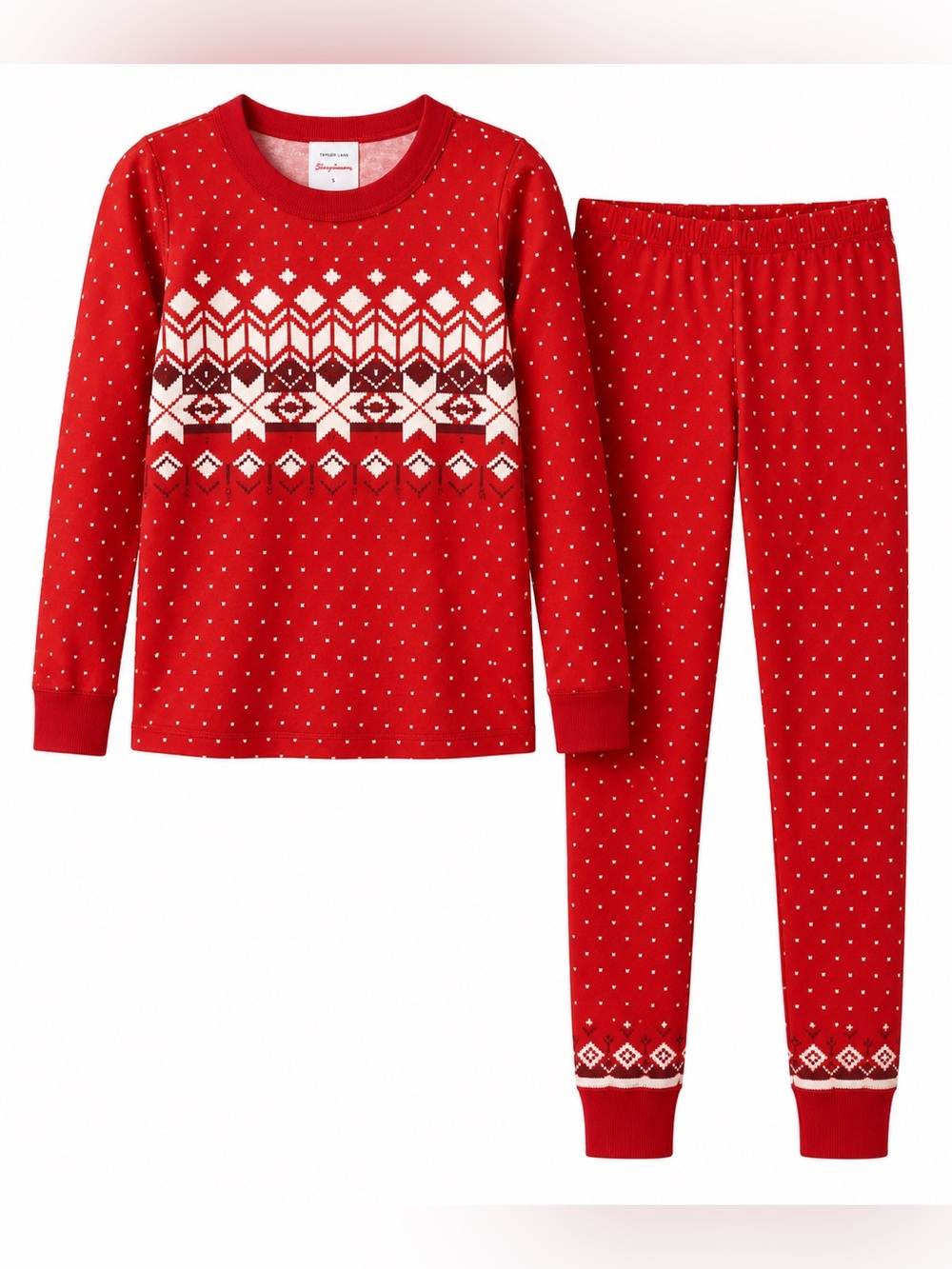 Hanna Andersson Red Fair Isle Kids Pajama Set